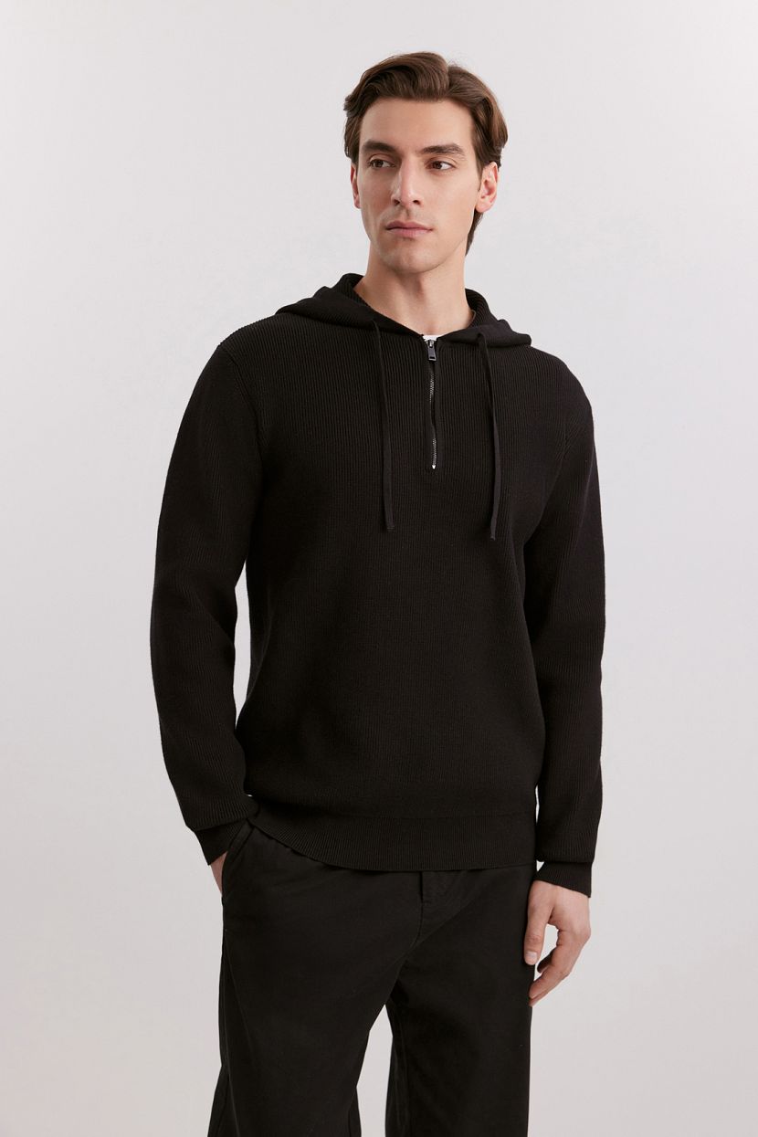 Джемпер из хлопка с капюшоном 3XL черный 4299₽