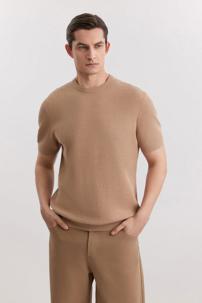 Джемпер из льна и хлопка 3XL бежевый 3350₽