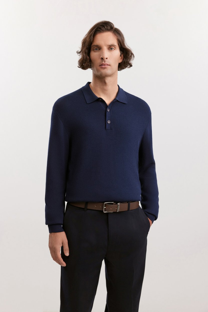 Джемпер-поло из смесовой пряжи 4799₽