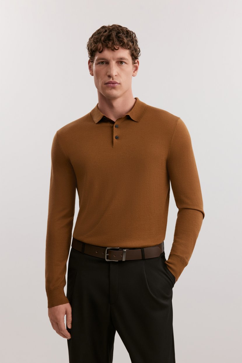 Джемпер-поло из мериносовой пряжи 7799₽