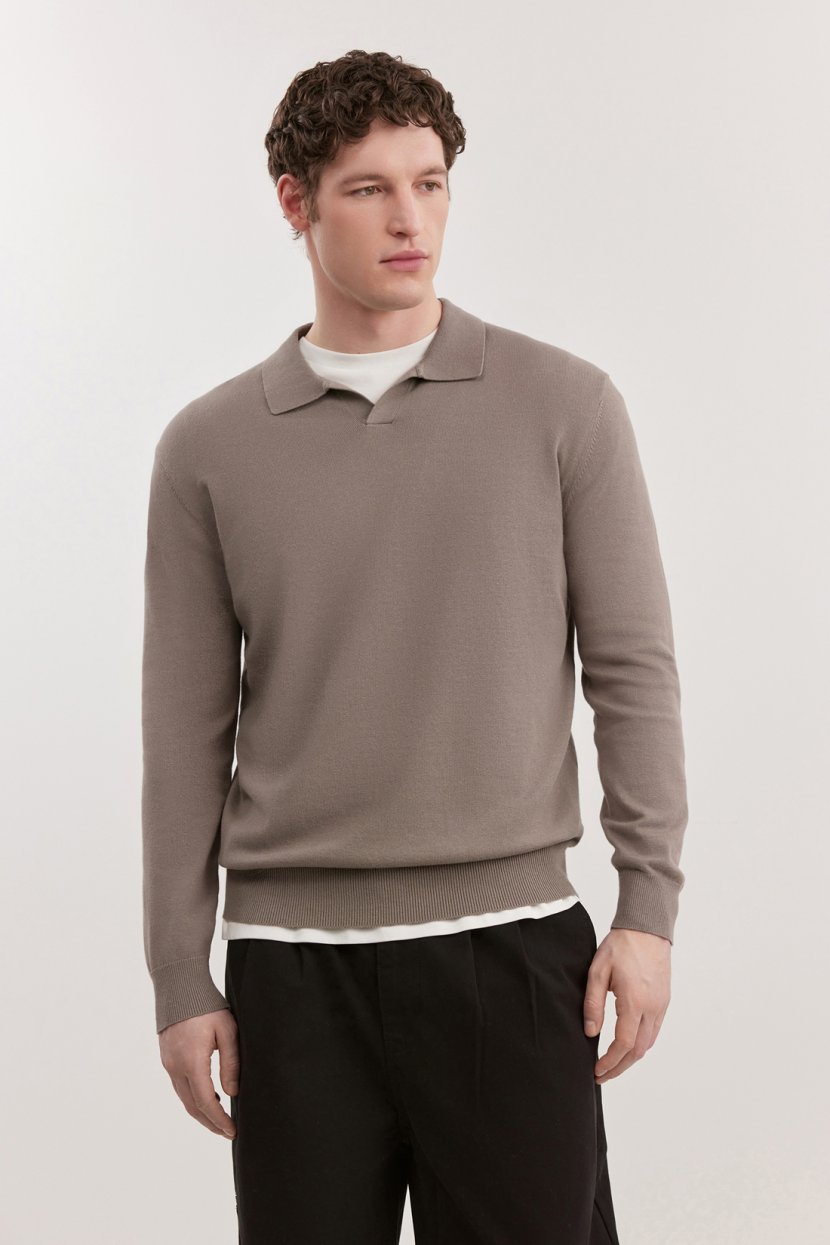 Джемпер-поло из хлопка и вискозы 6599₽