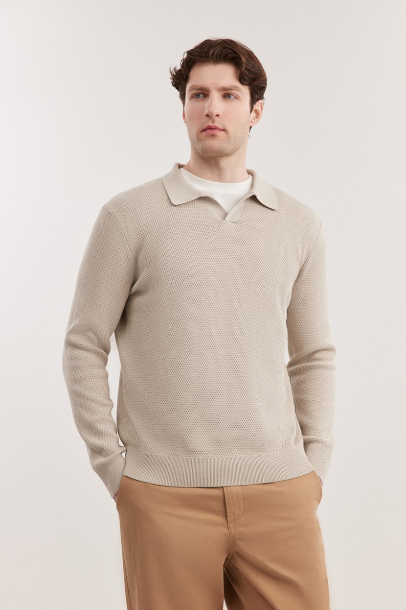 Джемпер-поло фактурной вязки 5599₽