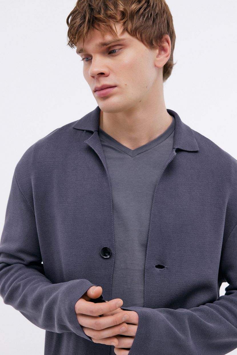 Кардиган в пиджачном дизайне (арт. BAON B6424001), размер 3XL, цвет серый Кардиган в пиджачном дизайне (арт. BAON B6424001) - фото 4