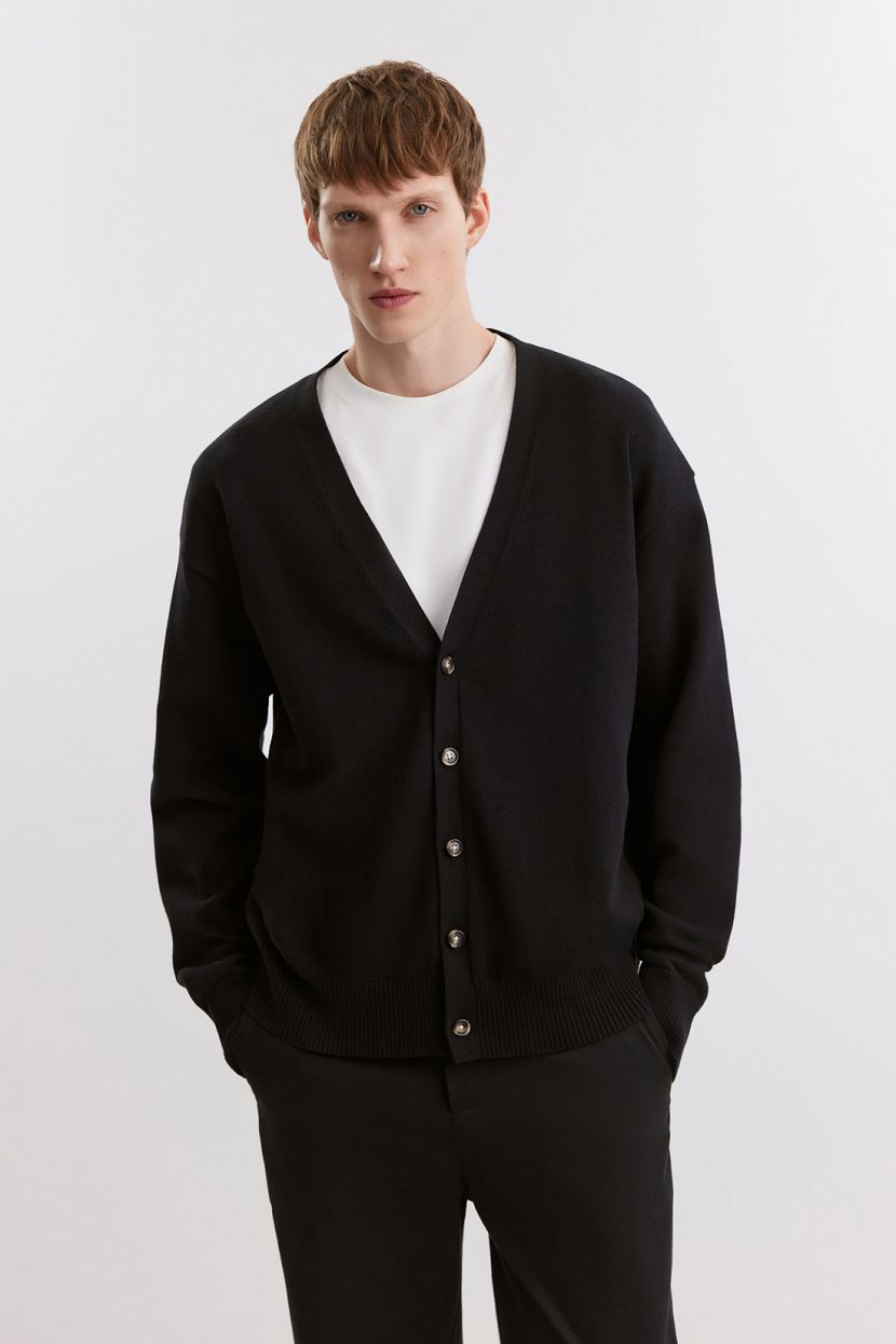 Кардиган из хлопковой пряжи 3XL черный 2926₽