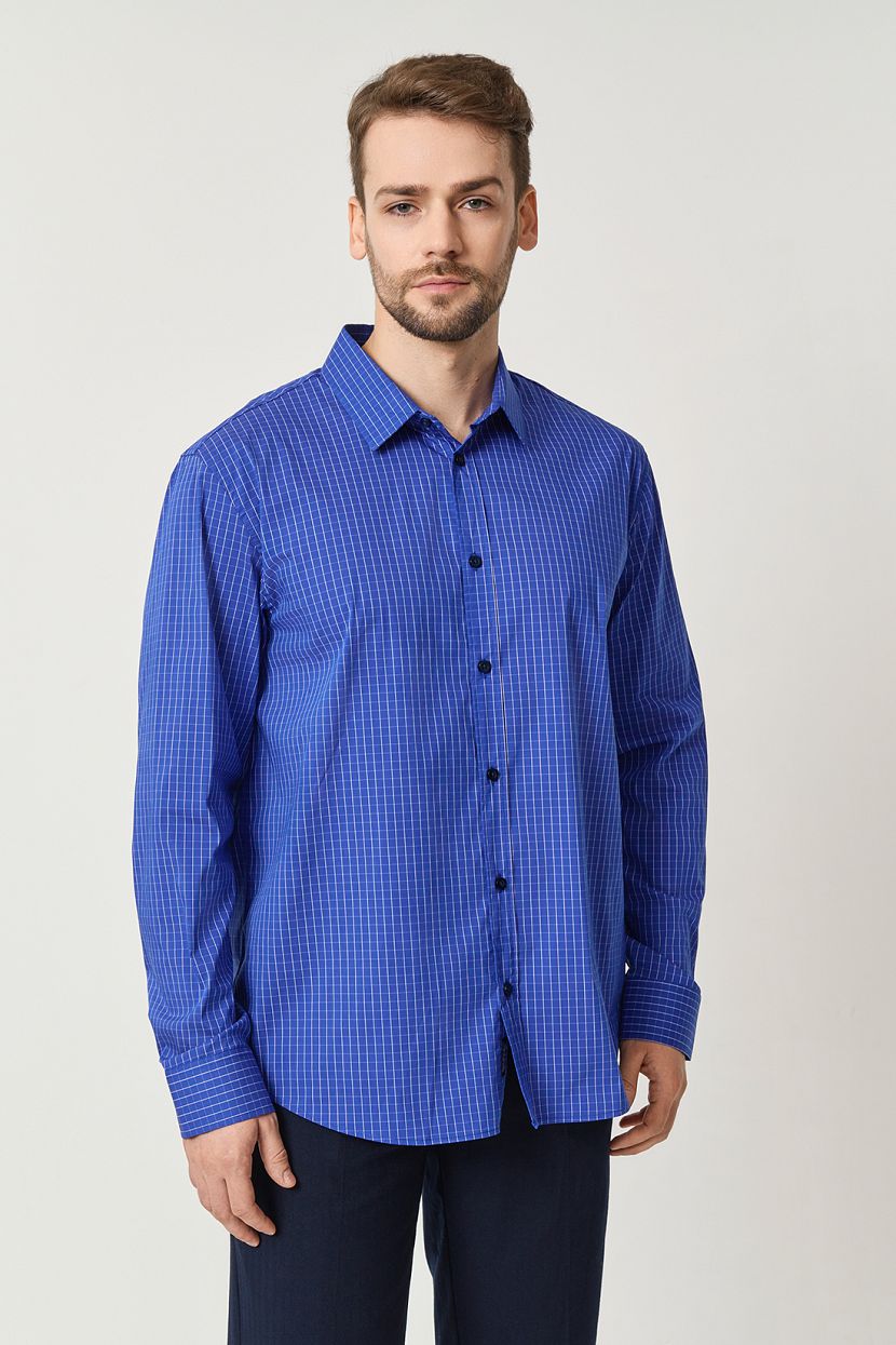 Рубашка в клетку COMFORT FIT, XL, синий