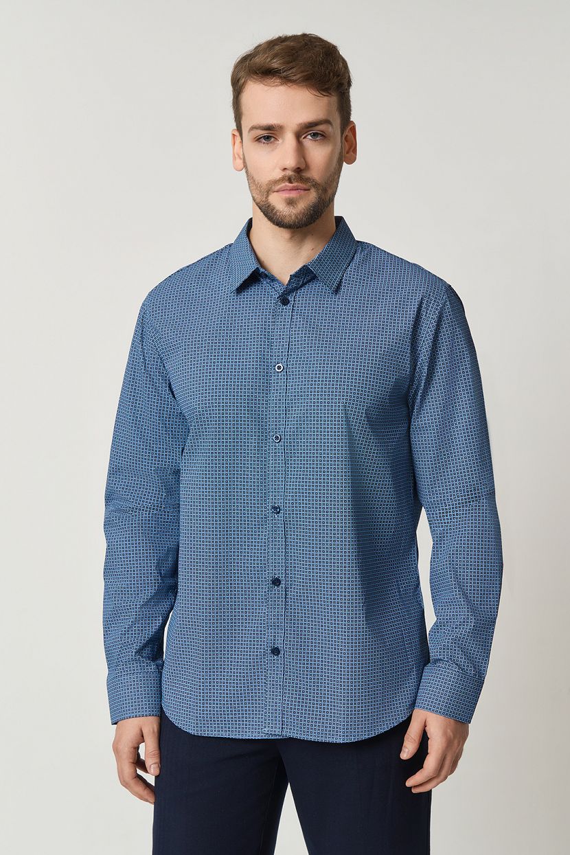 Рубашка с узором REGULAR FIT, S, синий