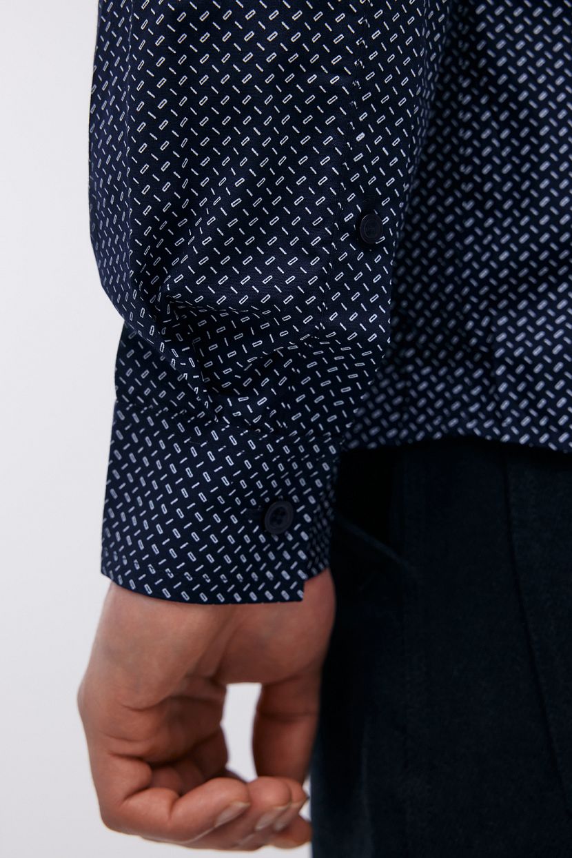 Рубашка из хлопка с длинным рукавом (арт. BAON B6624014), размер M, цвет синий Рубашка из хлопка с длинным рукавом (арт. BAON B6624014) - фото 5