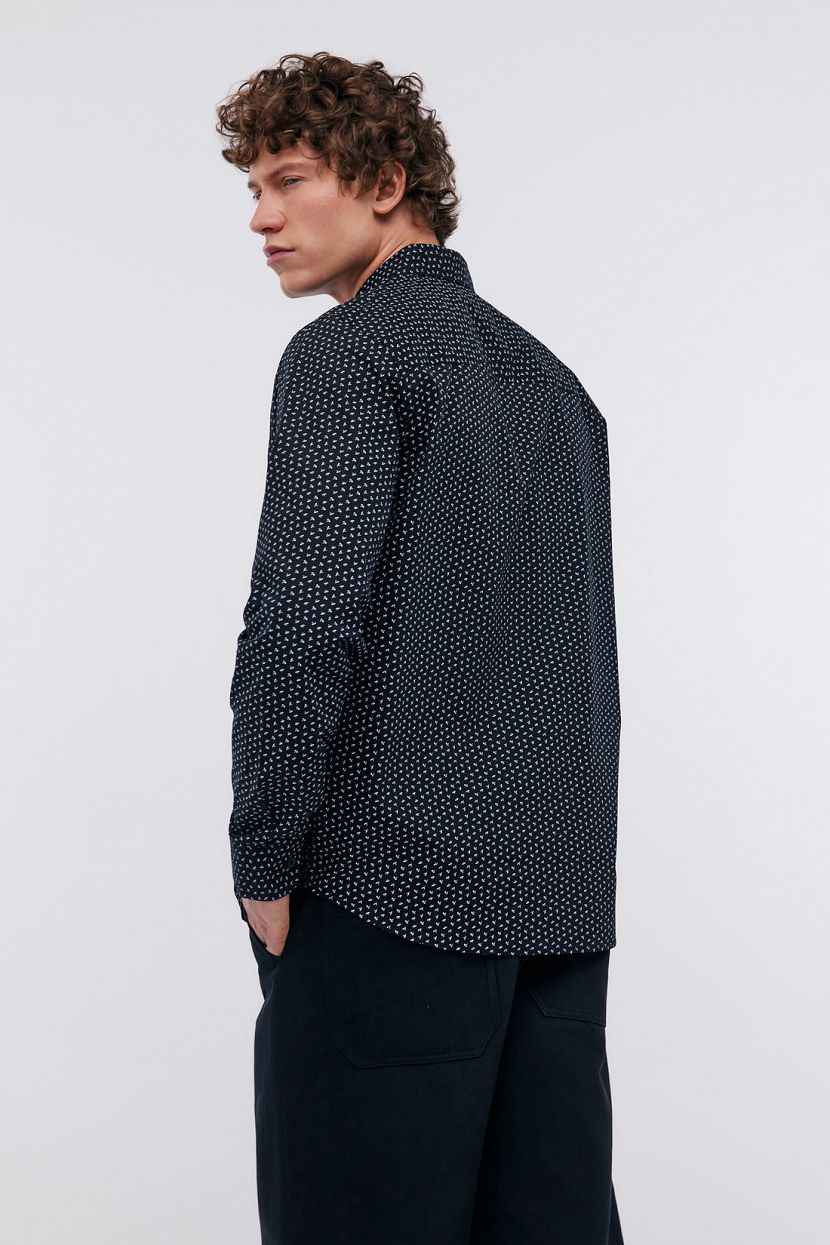 Рубашка из хлопка с мелким принтом (арт. BAON B6624016), размер 3XL, цвет черный Рубашка из хлопка с мелким принтом (арт. BAON B6624016) - фото 3