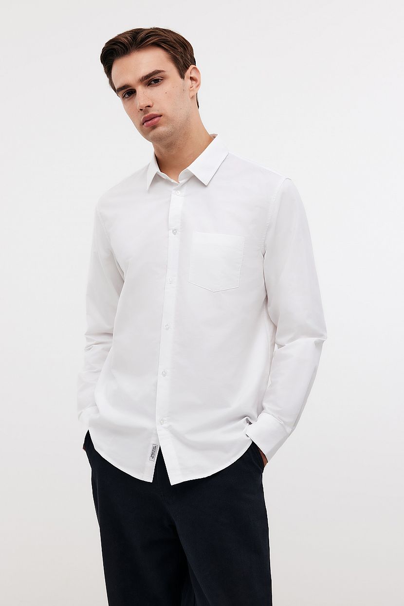 Рубашка из хлопка и вискозы, 3XL, белый