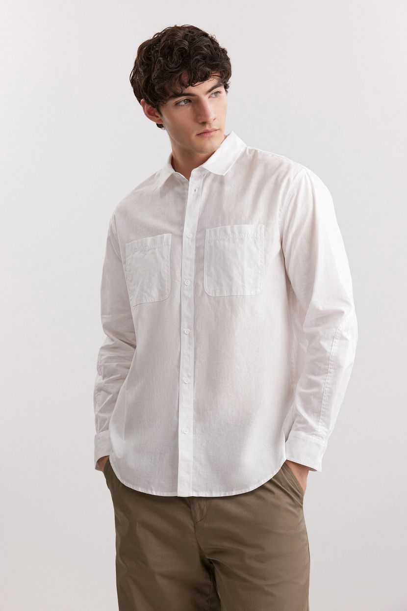 Рубашка из хлопка и льна 3XL белый 4699₽
