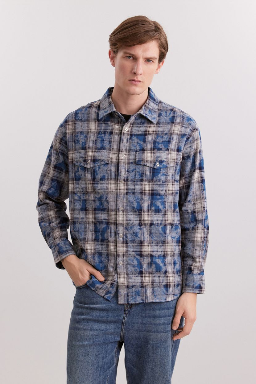 Рубашка из хлопка с фланелевой поверхностью