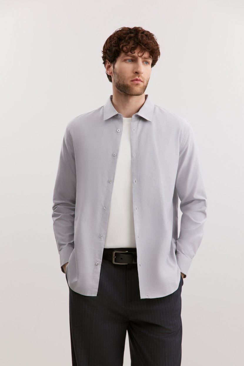 Хлопковая классическая рубашка с длинным рукавом