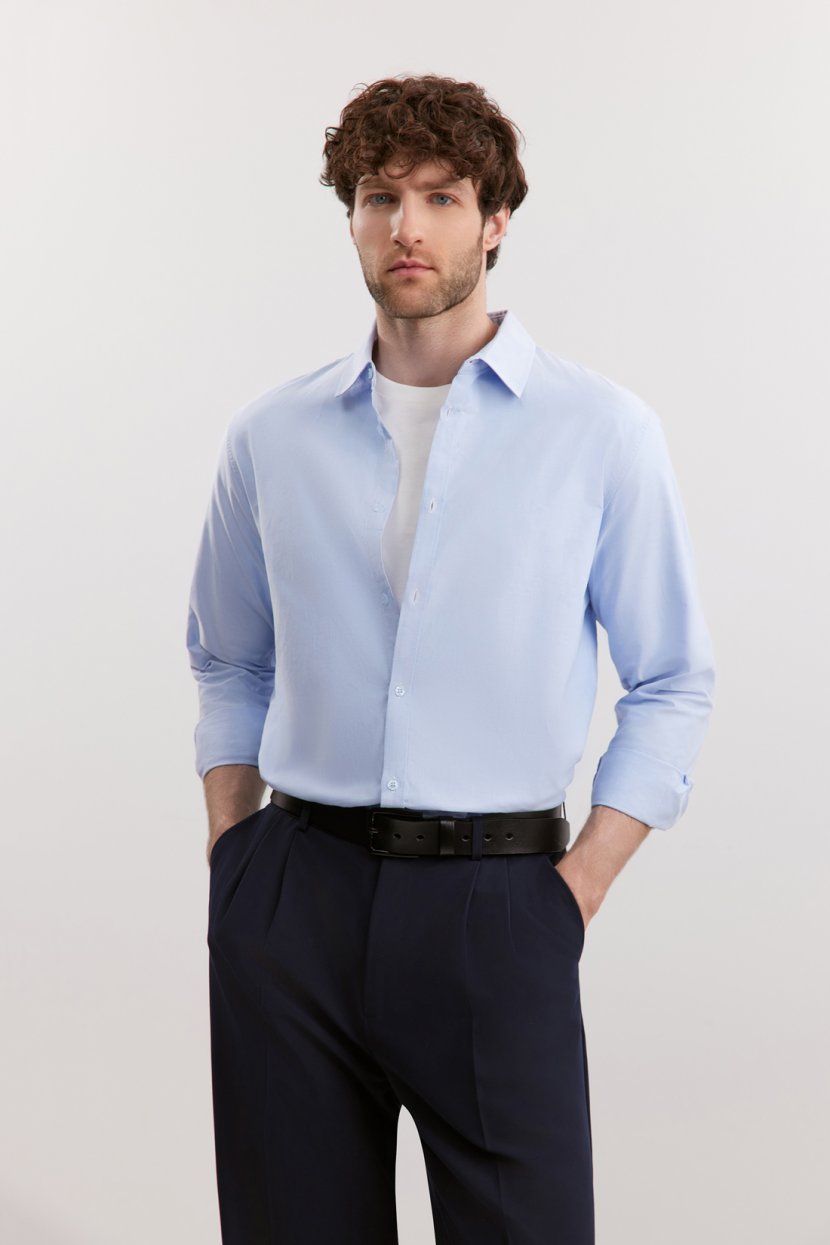 Хлопковая классическая рубашка с длинным рукавом 3999₽