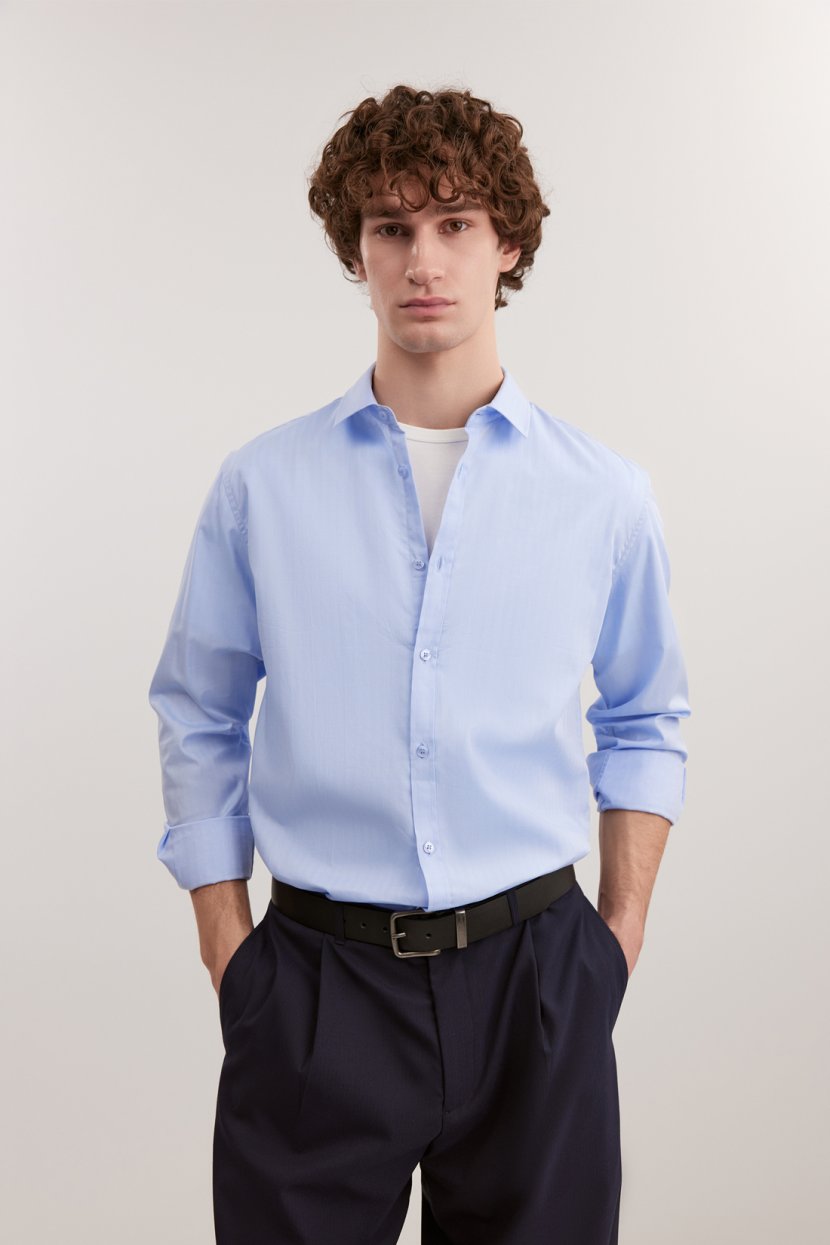 Рубашка из хлопка с отложным воротником 6199₽