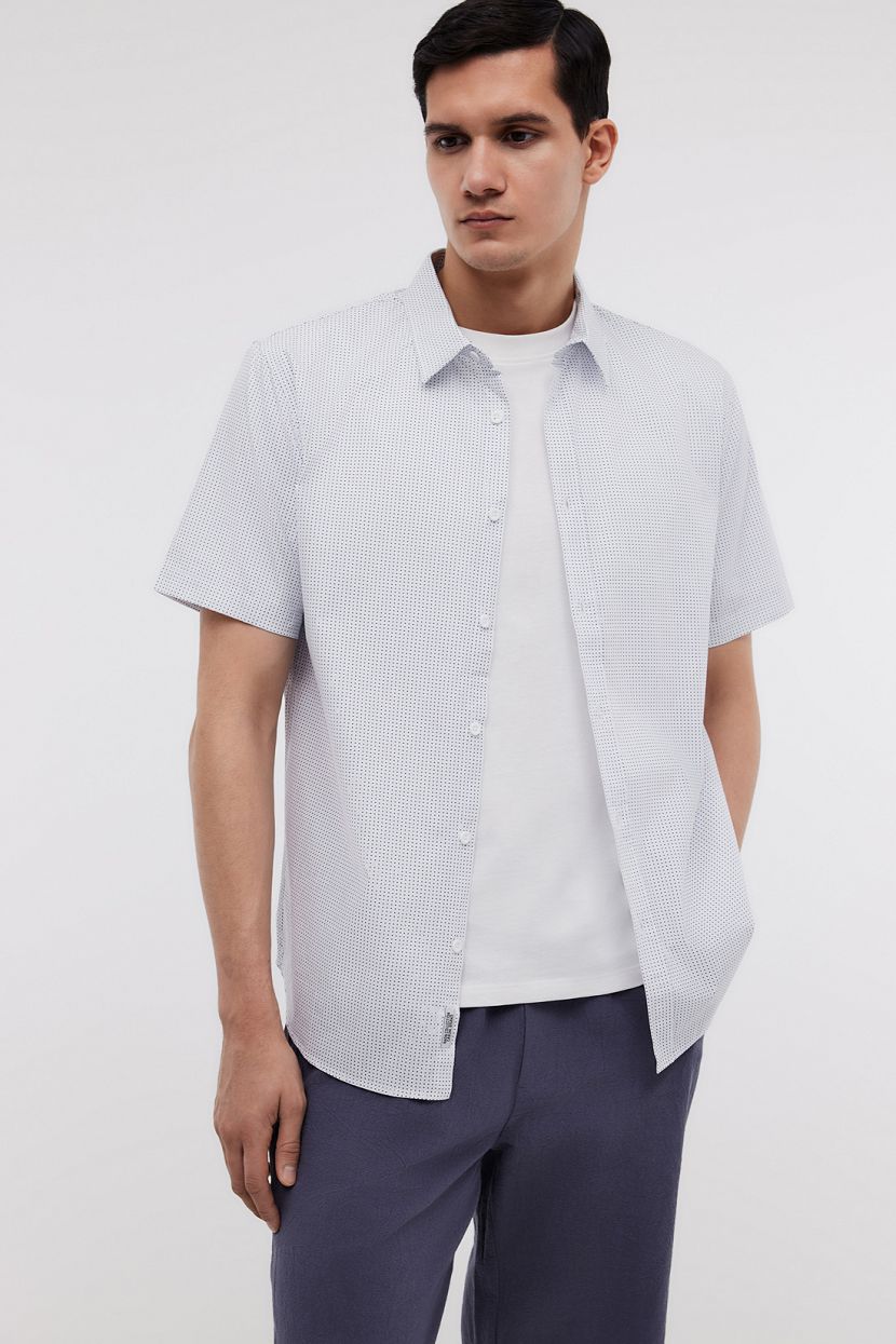 Рубашка из хлопка с принтом (арт. BAON B6824006), размер XXL, цвет белый