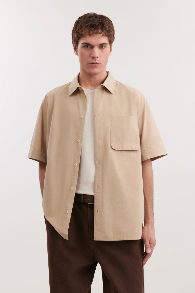 Хлопковая рубашка свободного кроя с коротким рукавом 6199₽