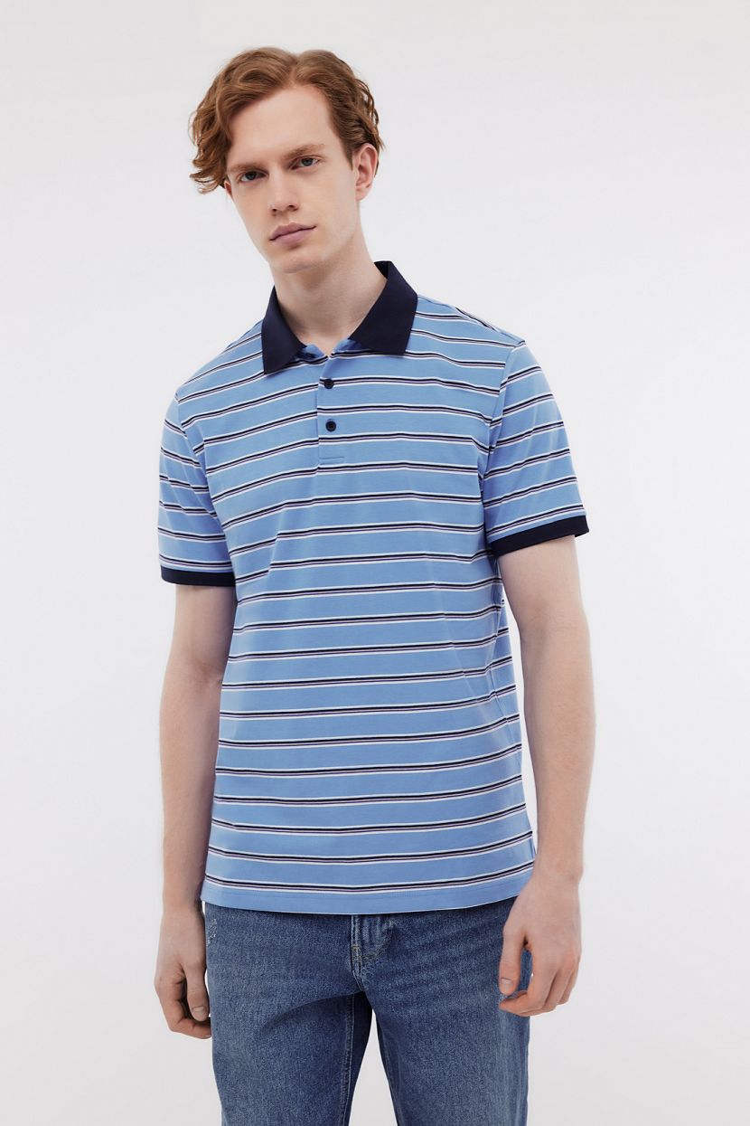 Поло из хлопкового джерси в полоску
