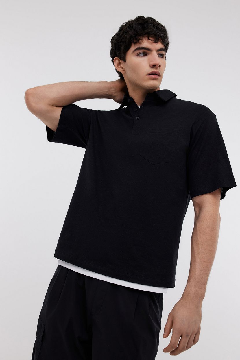 Поло однотонное из слаб джерси 3XL черный 4344₽