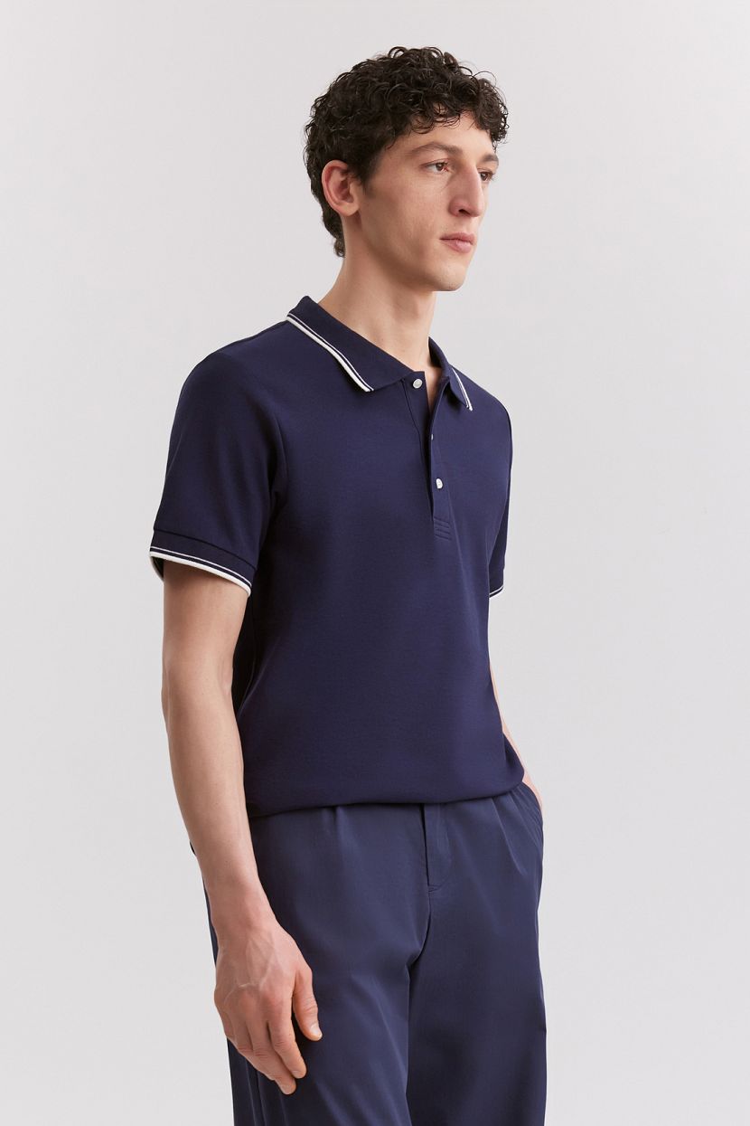 Поло из хлопкового пике, S, синий