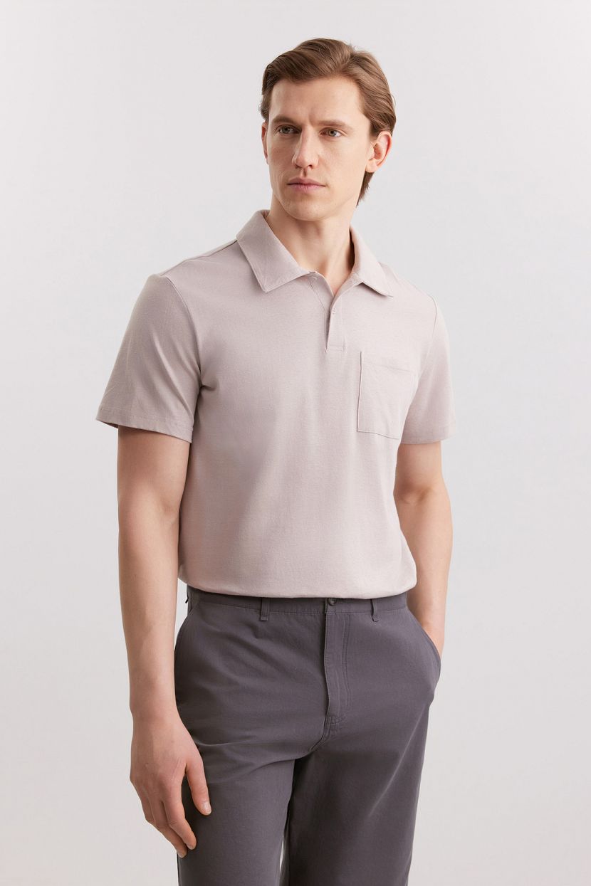 Поло из смесового льняного полотна S бежевый 5599₽