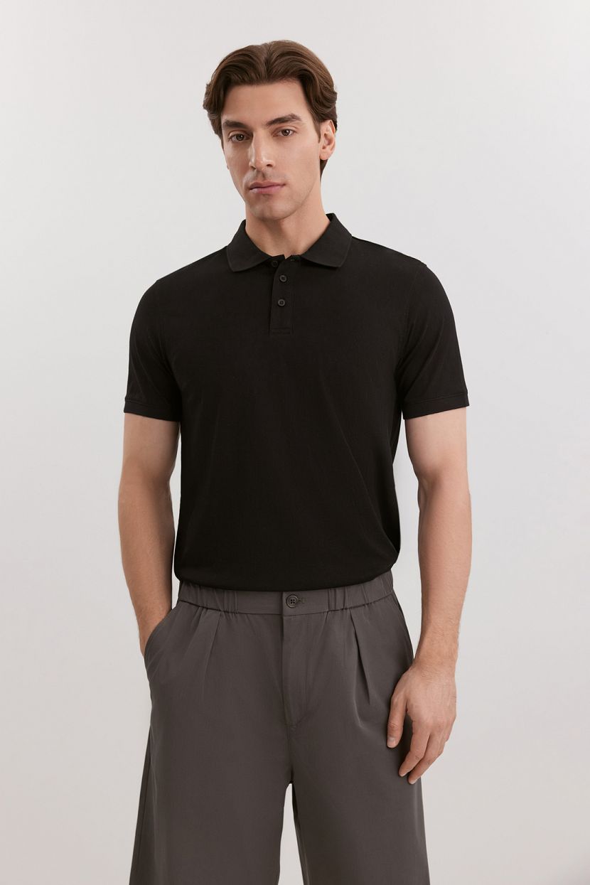 Поло из смесового хлопкового джерси 3XL черный 2399₽