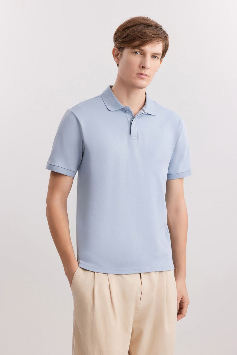 Поло из хлопкового материала интерлок 3XL голубой 3499₽