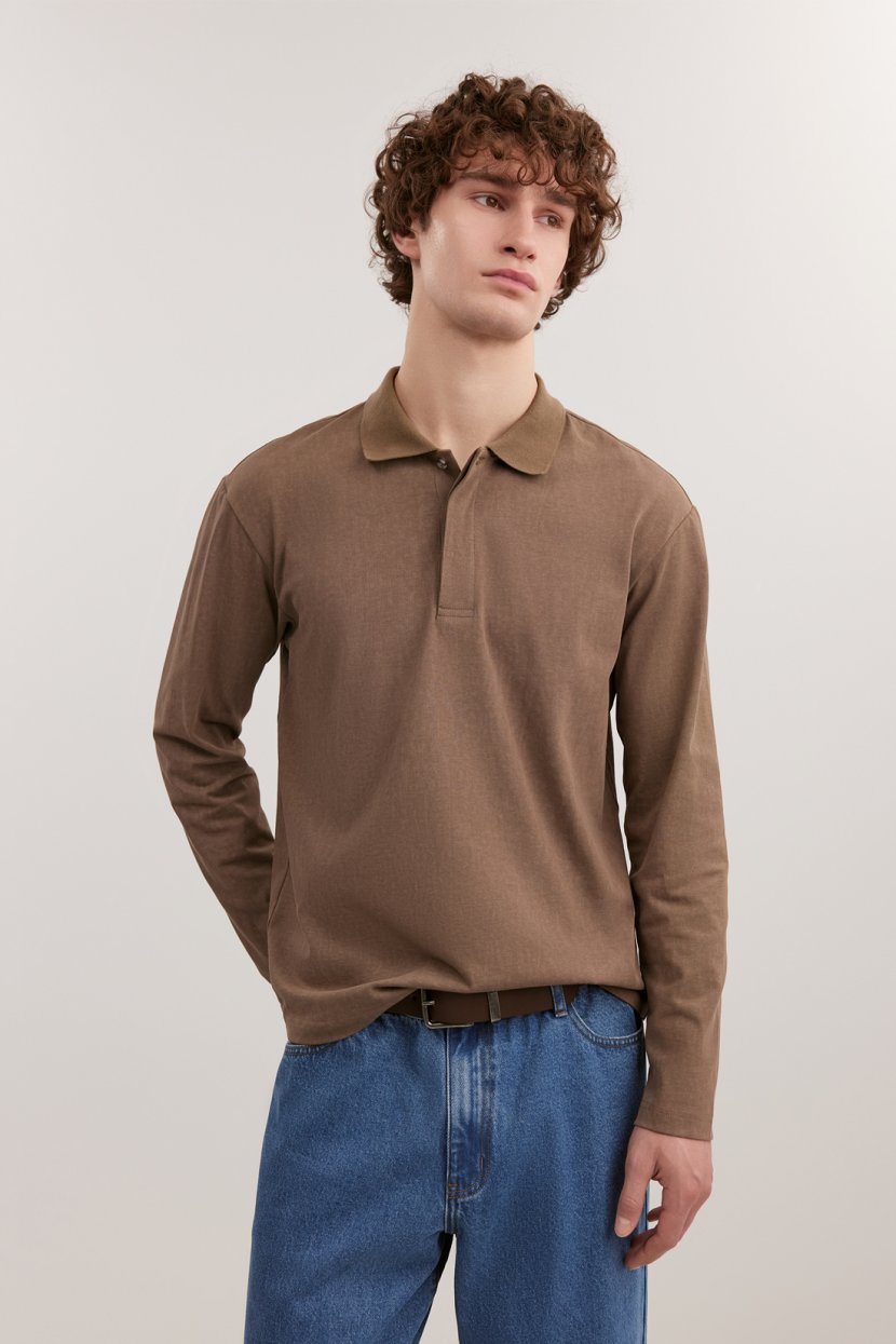 Хлопковое поло с длинным рукавом 5599₽