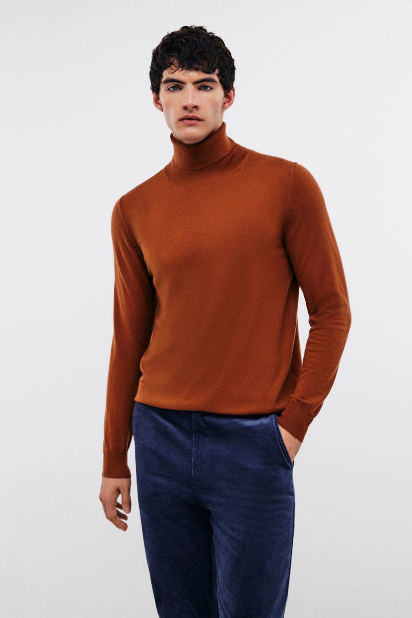 Водолазка из смесовой пряжи с шерстью 3XL коричневый 3819₽