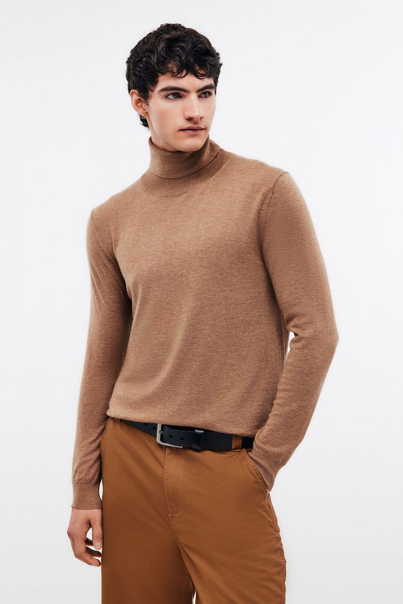 Водолазка из смесовой пряжи с шерстью 3XL бежевый 3819₽