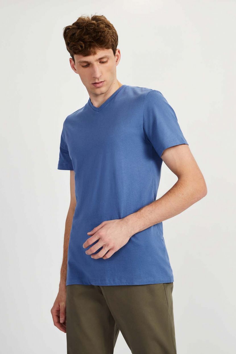 Базовая футболка с V-вырезом REGULAR FIT, XL, синий