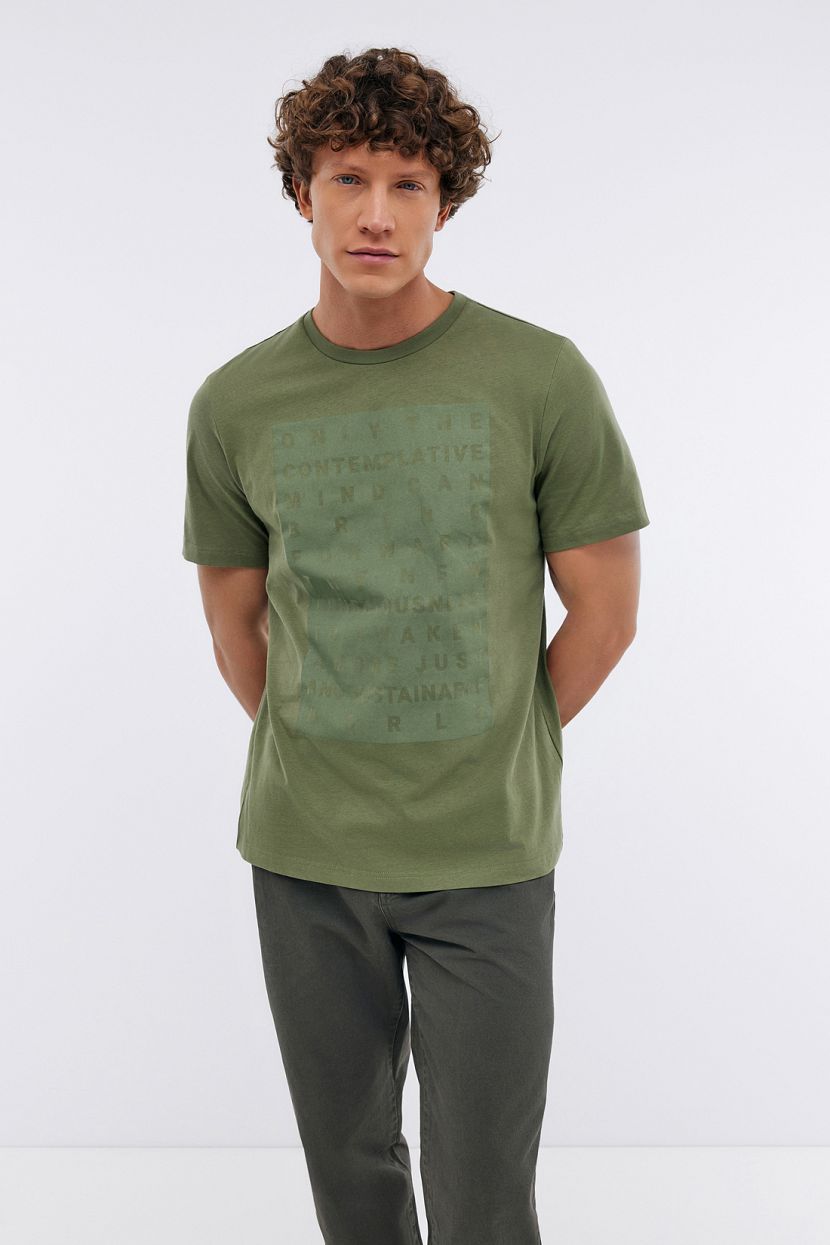 Футболка из хлопкового джерси с принтом 3XL зеленый 1599₽