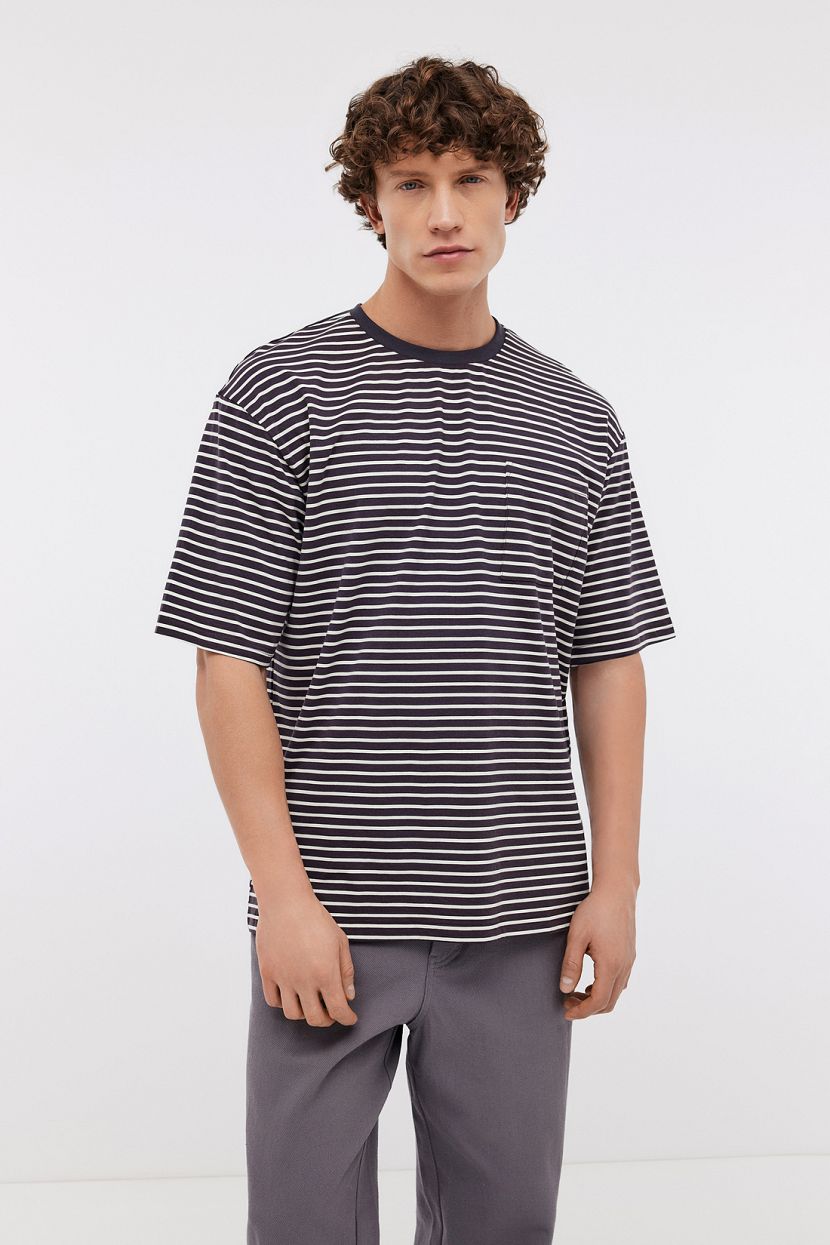 Футболка оверсайз из хлопка в полоску