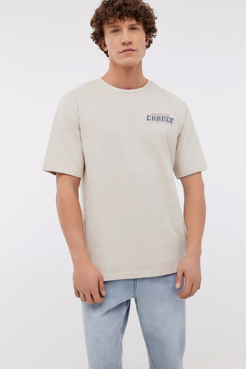 Футболка из хлопка с принтом 3XL серый 1199₽