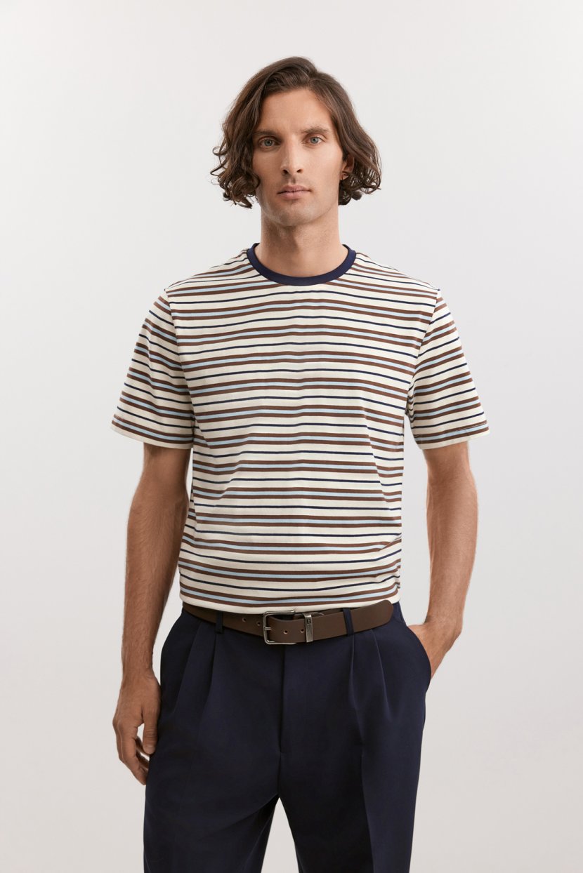 Футболка из хлопкового джерси в полоску S серый 1054₽