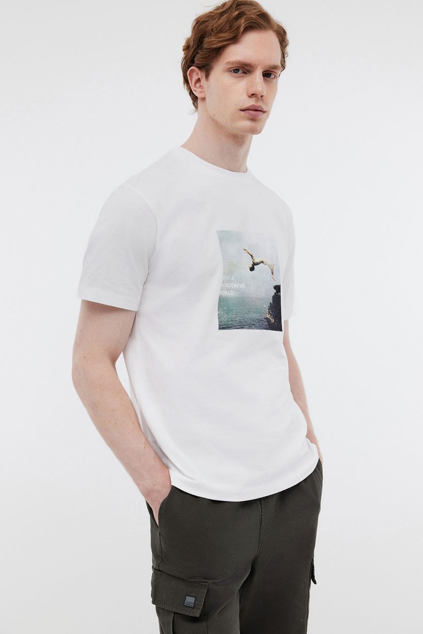 Футболка из хлопкового джерси с фотопринтом