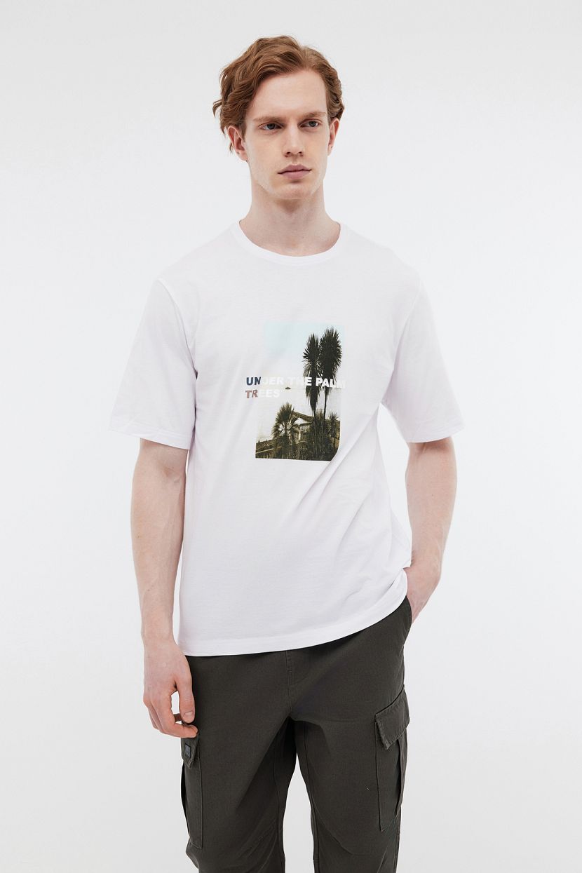 Футболка из джерси с фотопринтом в ретро стиле белый 899₽