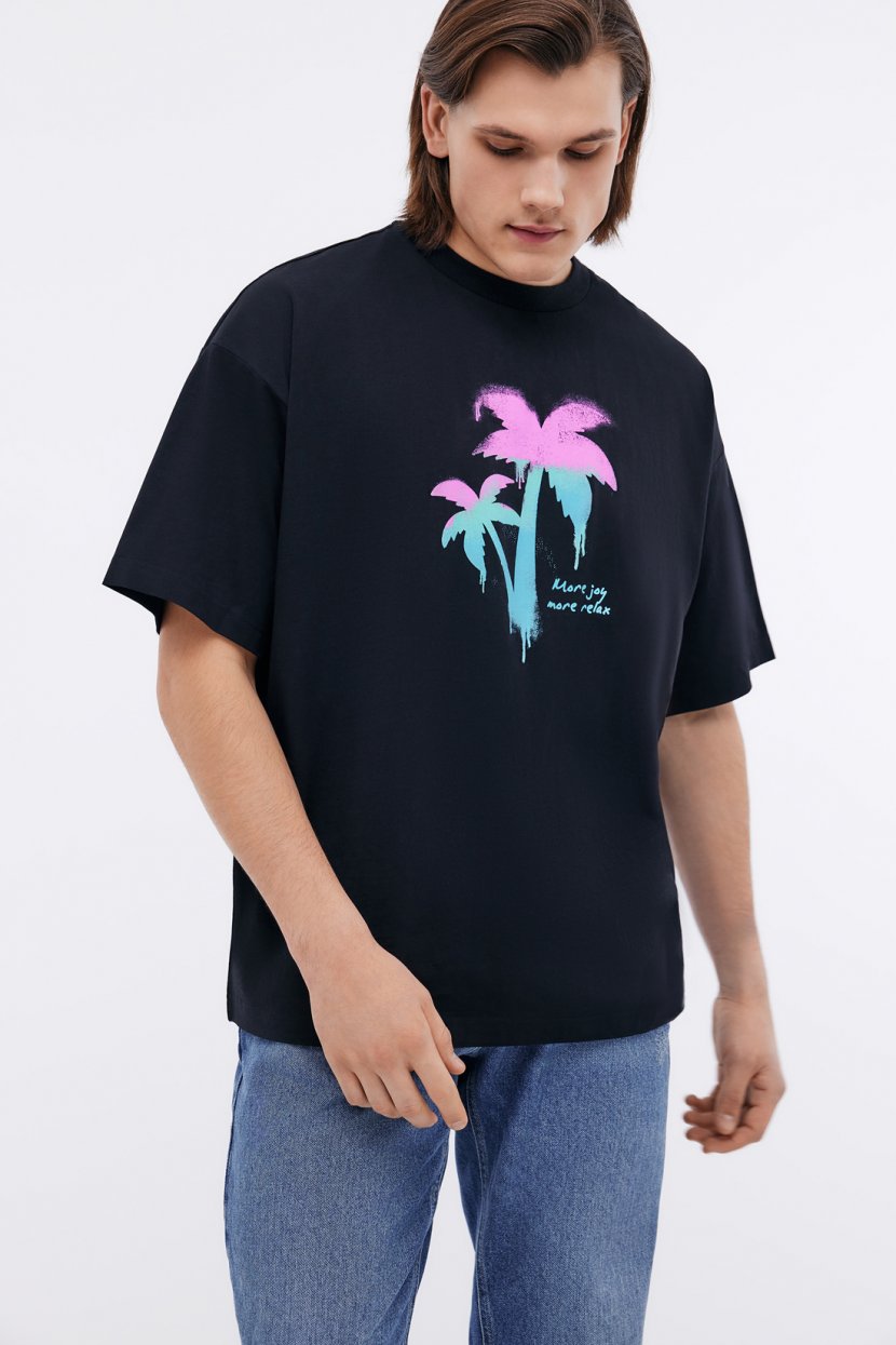 Футболка из джерси с неоновым принтом