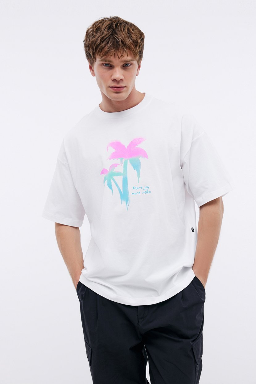 Футболка из джерси с неоновым принтом 3XL белый 1199₽