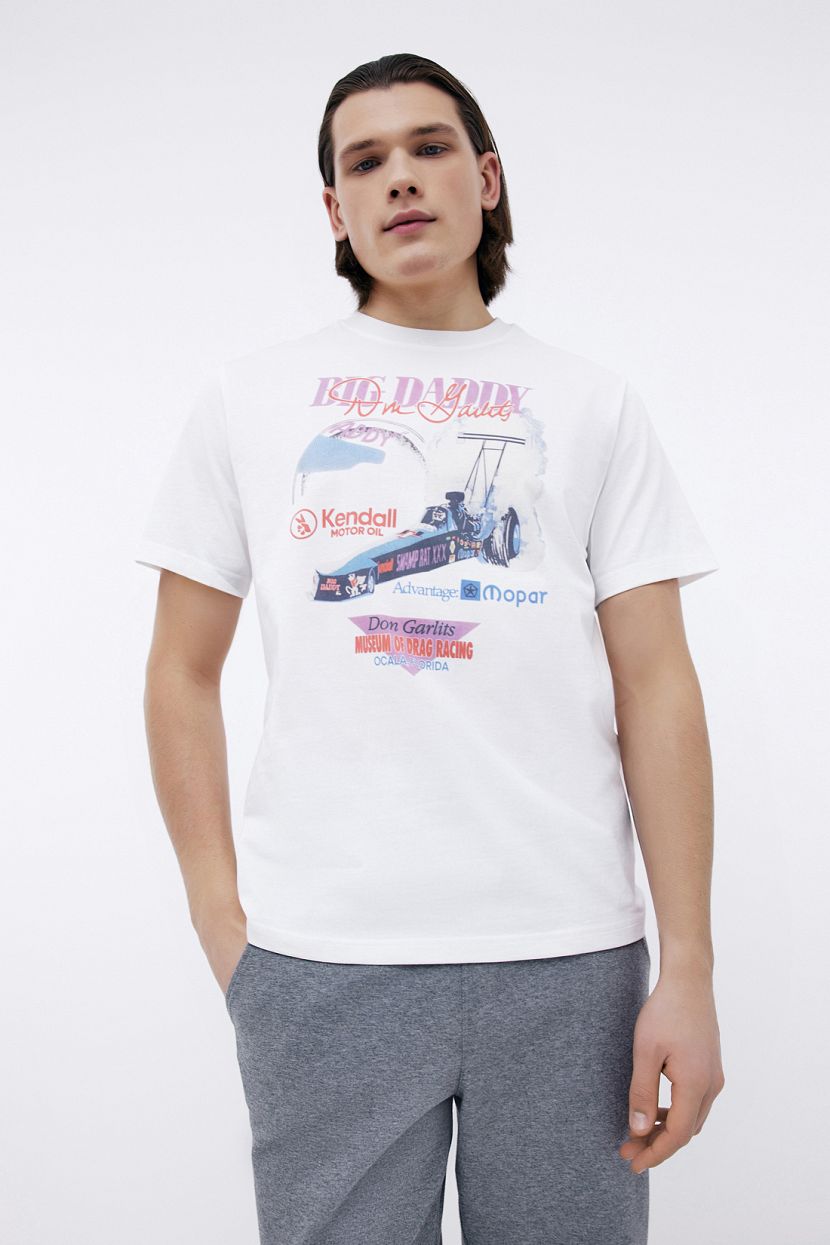 Футболка из джерси с крупным винтажным принтом