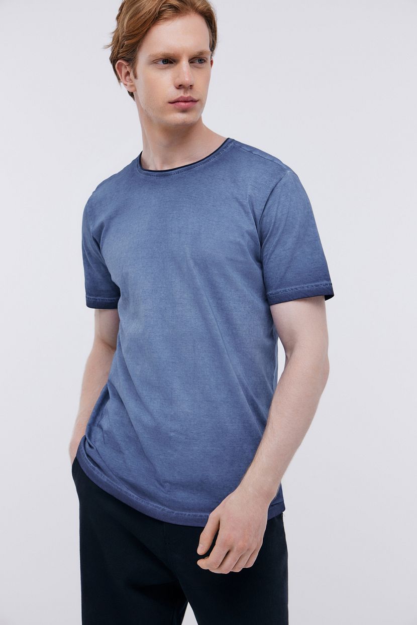 Базовая футболка из хлопка (арт. BAON B7324044), размер 3XL, цвет синий Базовая футболка из хлопка (арт. BAON B7324044) - фото 1