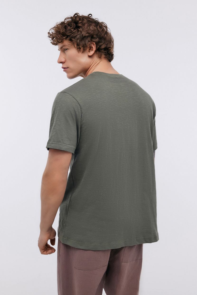 Базовая прямая футболка с принтом (арт. BAON B7324046), размер 3XL, цвет зеленый Базовая прямая футболка с принтом (арт. BAON B7324046) - фото 3