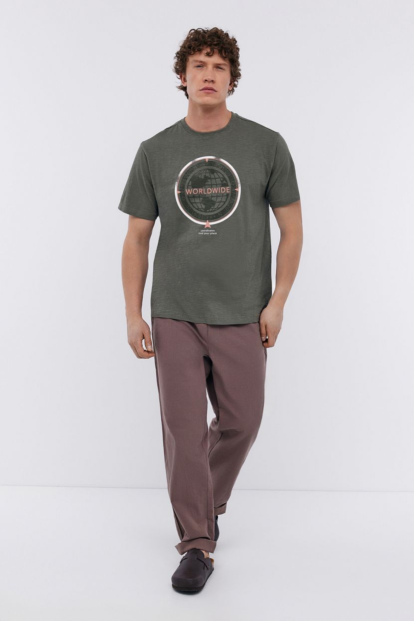 Базовая прямая футболка с принтом (арт. BAON B7324046), размер 3XL, цвет зеленый Базовая прямая футболка с принтом (арт. BAON B7324046) - фото 2