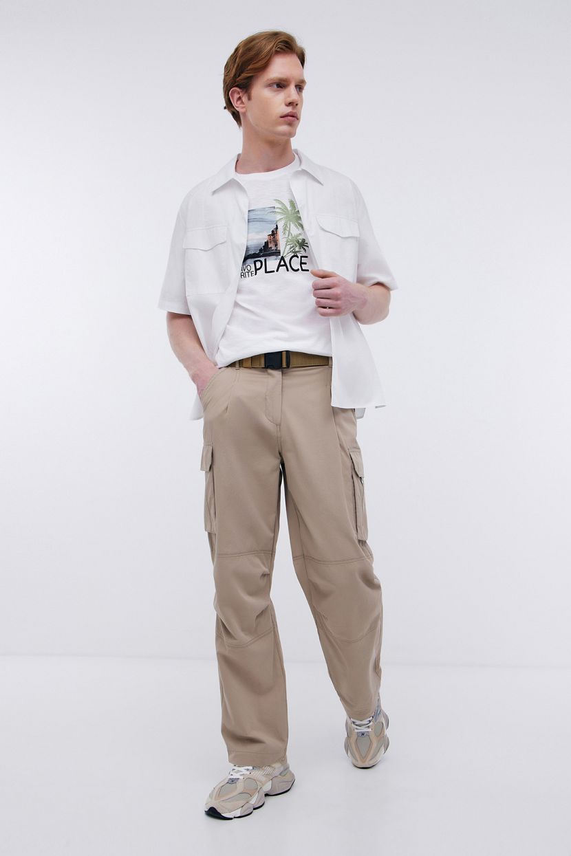 Базовая футболка из хлопка с принтом (арт. BAON B7324047), размер S, цвет белый Базовая футболка из хлопка с принтом (арт. BAON B7324047) - фото 2