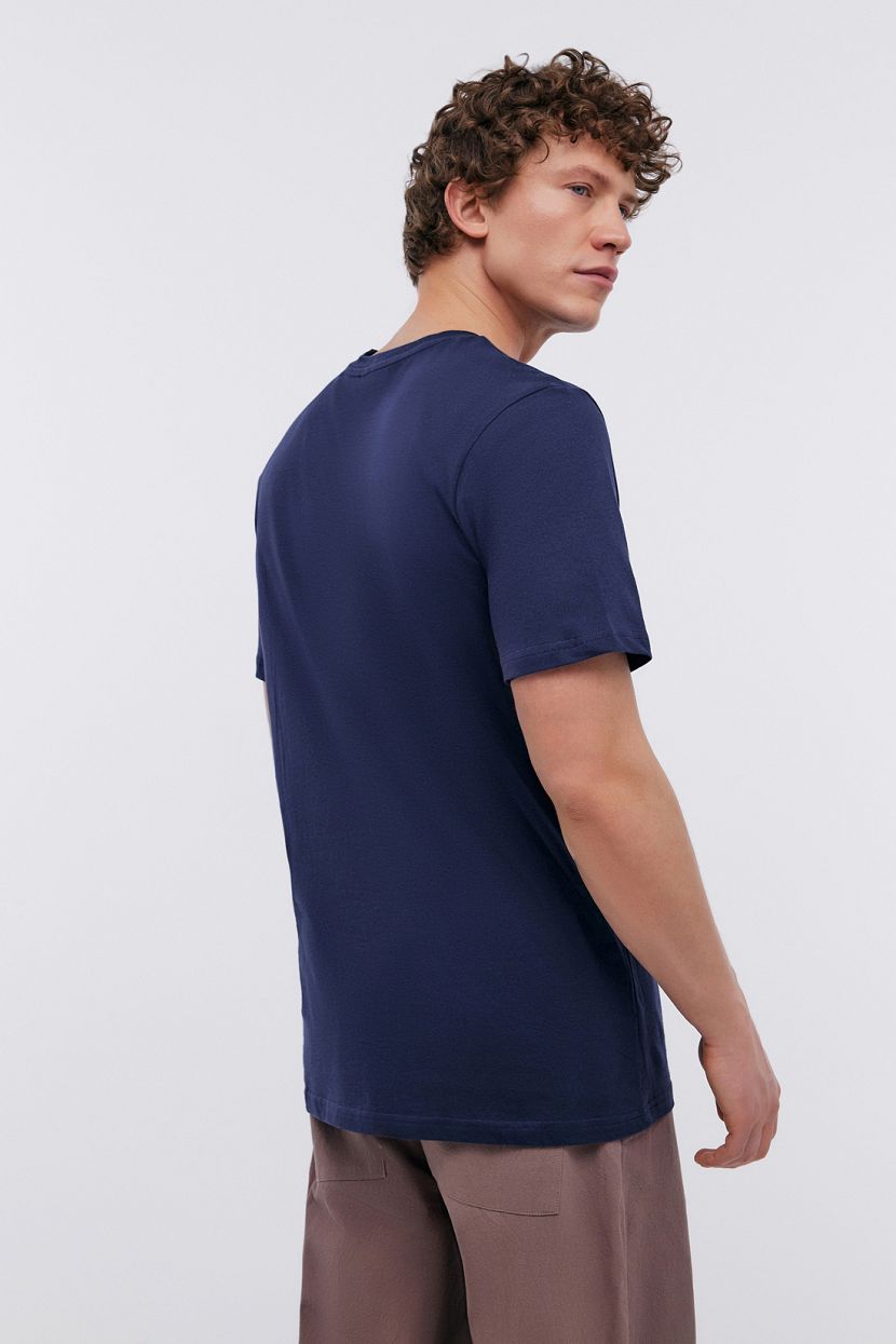 Базовая футболка из хлопка с принтом (арт. BAON B7324051), размер S, цвет синий Базовая футболка из хлопка с принтом (арт. BAON B7324051) - фото 3