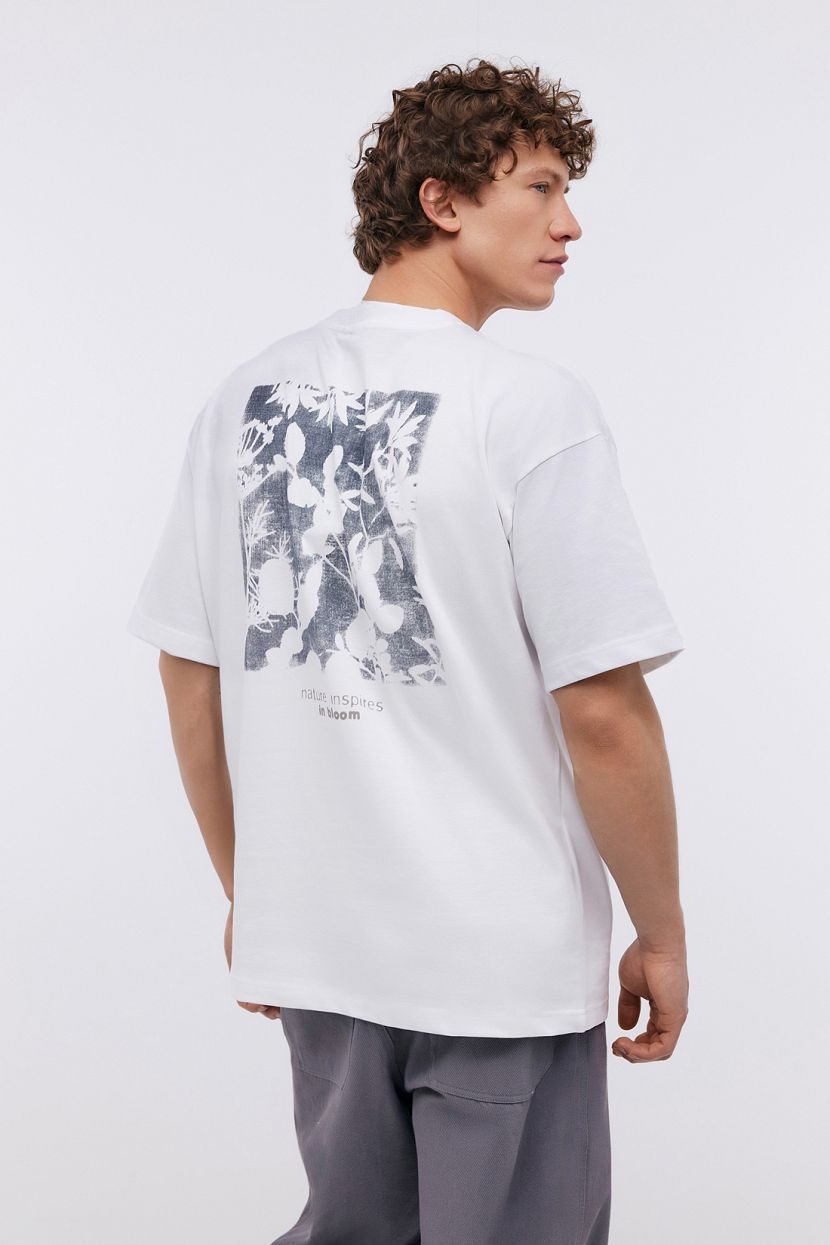 Однотонная футболка из хлопка с принтом (арт. BAON B7324052), размер XL, цвет белый Однотонная футболка из хлопка с принтом (арт. BAON B7324052) - фото 3