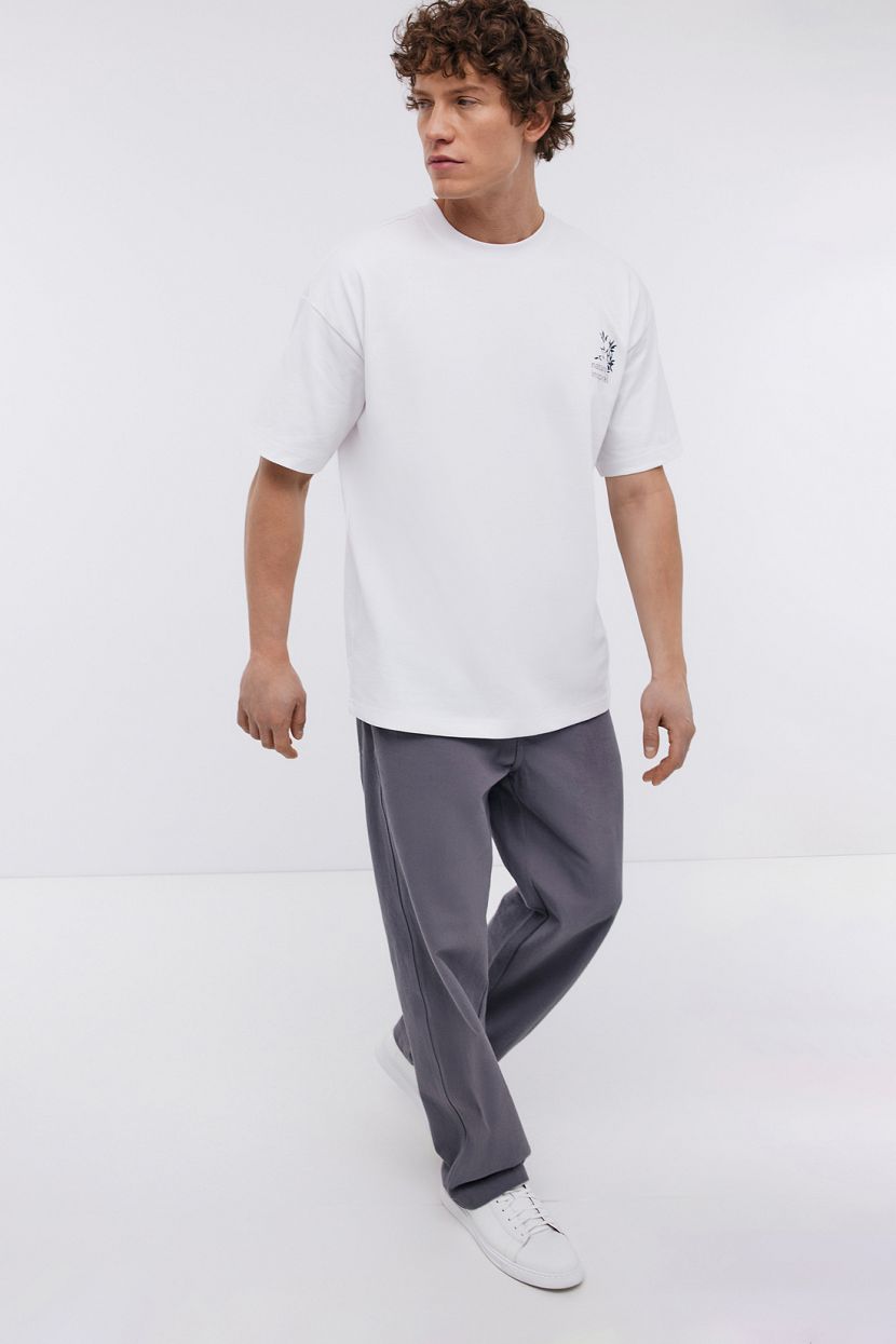 Однотонная футболка из хлопка с принтом (арт. BAON B7324052), размер XL, цвет белый Однотонная футболка из хлопка с принтом (арт. BAON B7324052) - фото 2