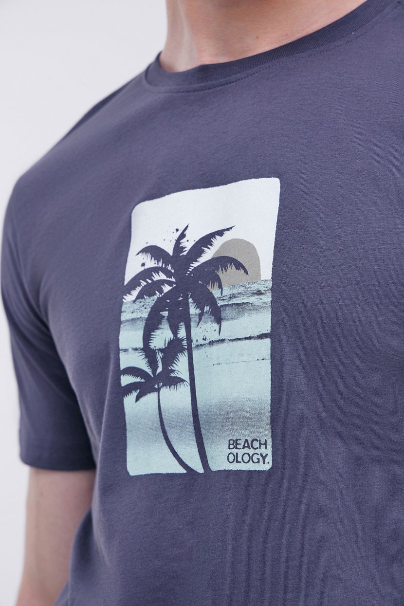 Базовая футболка из джерси с принтом (арт. BAON B7324054), размер XL, цвет серый Базовая футболка из джерси с принтом (арт. BAON B7324054) - фото 5