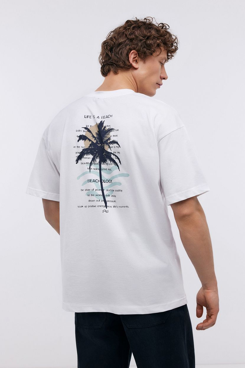 Базовая футболка из хлопка с принтом (арт. BAON B7324056), размер XL, цвет белый Базовая футболка из хлопка с принтом (арт. BAON B7324056) - фото 3