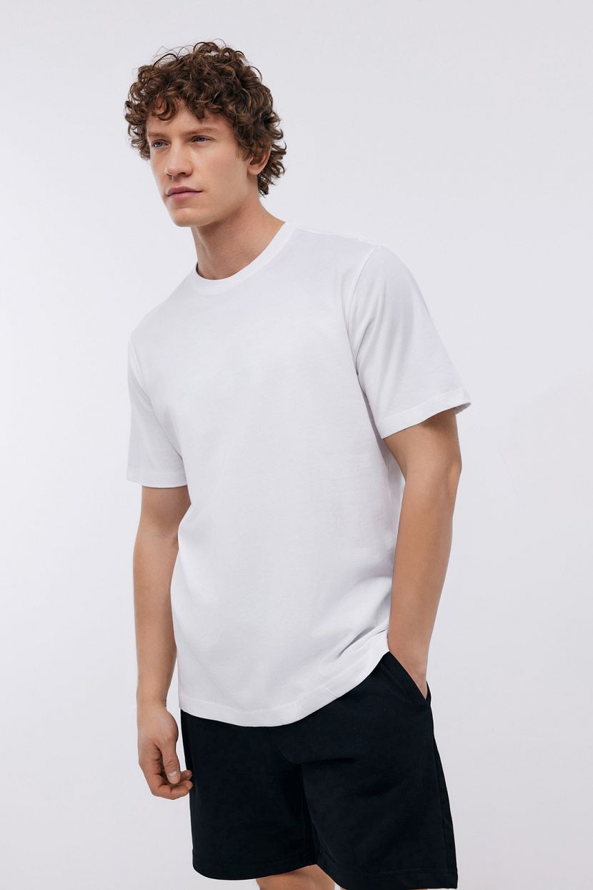 Базовая прямая футболка из хлопка, XL, белый