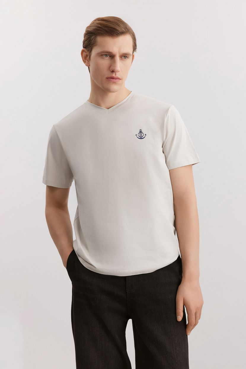 Футболка из хлопка S бежевый 1967₽